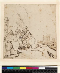 2140庭の苦しみ、1650〜60年頃（ペンとインク、紙の上で洗う）